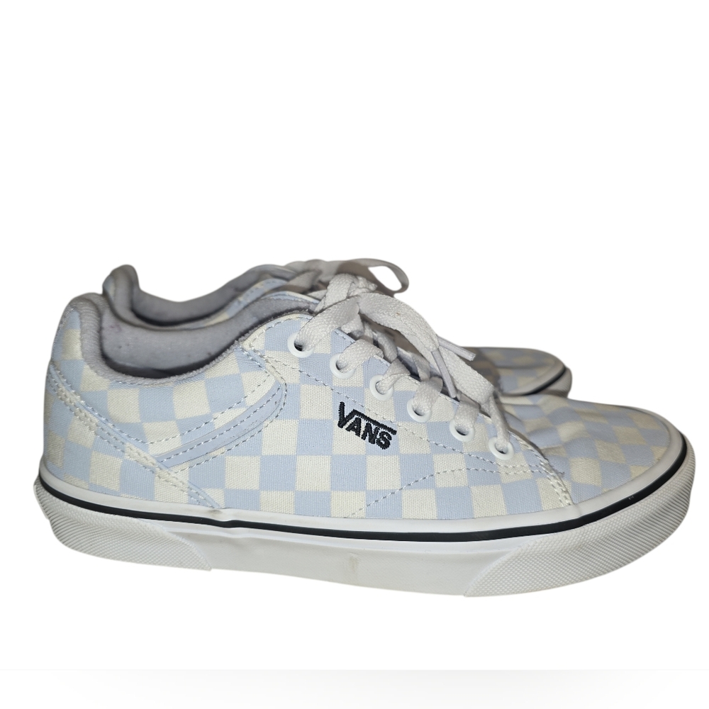 Vans Womens Checkered Sneakers - Blue and White